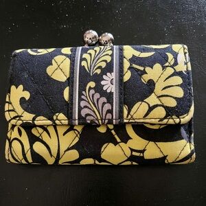Vera Bradley Floral Black and Yellow Women's KISS Clutch & Wallet